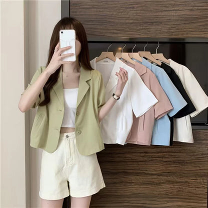 Summer Blazers Women Simple Leisure Loose Korean Style Youth Single Breasted Ladies Temperament Simple Fashion Classic