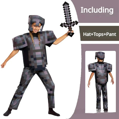 Carnival Party Dress Mask Classic Creeper Anime Game Character Set Diamond Armor Cosplay Costume Children's Clothing