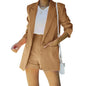2025 Elegant Two Piece Blazer Suit Sets Women OL Office Sets Slim Cardigan Blazer Shorts Solid 2 Piece Set Casual Blazers Set