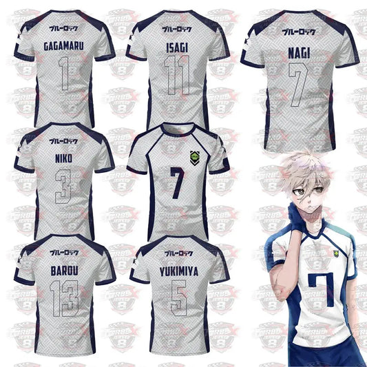 2026 Summer New Men's Blue Lock Anime Football Shirt T-shirt Women's Round Neck Sports Top Casual Short Sleeve T-shirt