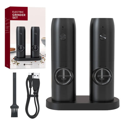 1/2PCS Electric Salt And Pepper Grinder with LED Light Gravity Sensing Adjustable Spice Mills Cordless Automatic Kitchen Gadget