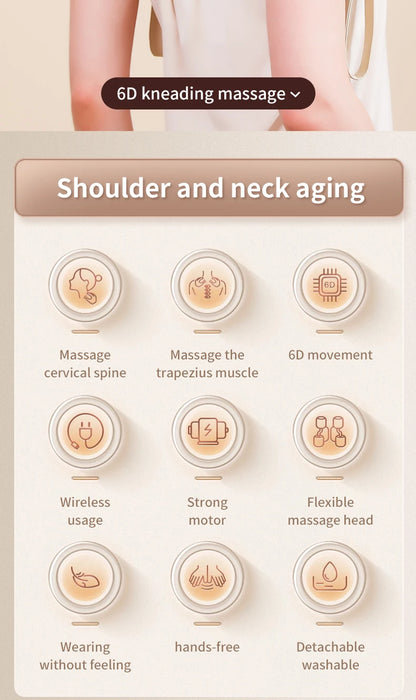 Wireless Electric Shoulder Massager Air Compress Kneading Multifunctional Neck Massager Shawl Massaging Muscle Relaxing
