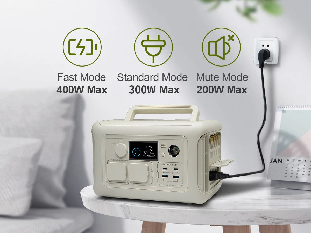 ALLPOWERS R600 Portable Power Station with Portable SolarPanel (option) Pure Sine Wave 299Wh Outdoor Solar Generator Camping UPS