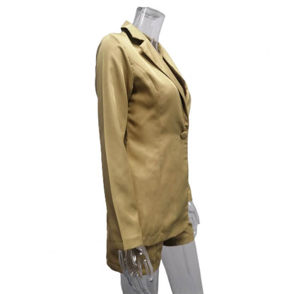 Women Suit Coat Single Button Lapel Deep V Neck Solid Color Formal Business OL Commute Lady Coat Jacket Slim Fit Blazer