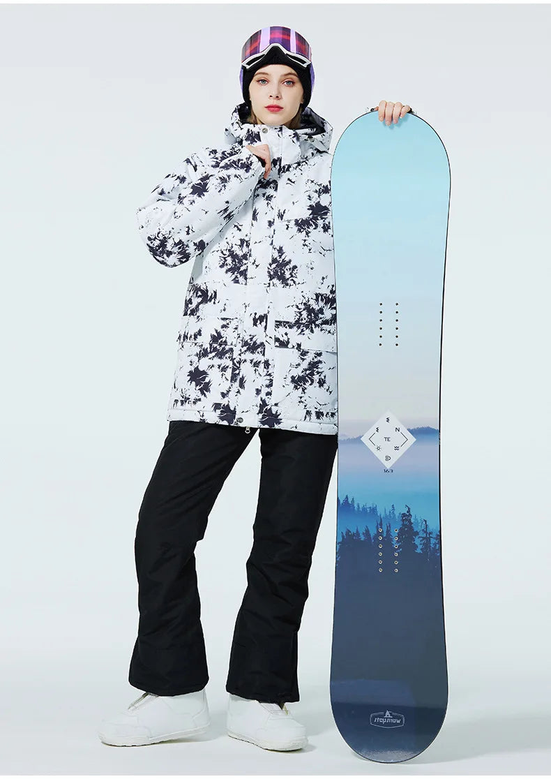 New Fashion Letter Women Ski Suit Winter Windproof Waterproof Snowboarding Jacket and Pants Snow Walking Clothes Female Snowsuit