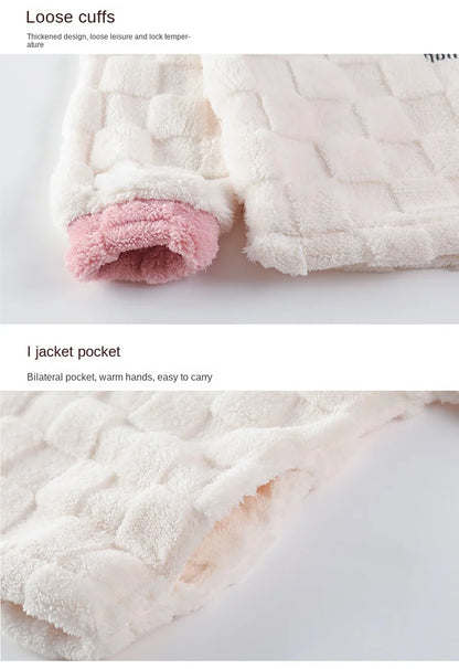 Thickened Warm Winter Couples Flannel Pajamas for Men and Women Cartoon Bear Sleepwear Loungewear Ladies Nightwear Homewear