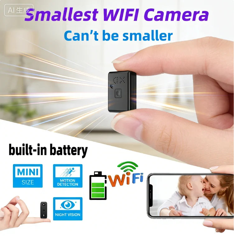 1080P HD Mini Camera WIFI Smart Home Security Protection Smallest Invisible Cam Built-in Battery Night Vision IP Body Cam Espiar