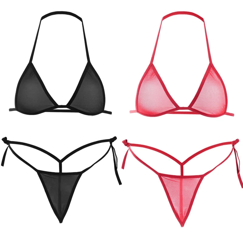 2PCS Women Sexy Lingerie Sets Ultra-thin Mesh Wirefree Bra Set Lingerie Ultra Hot Women's Transparent Exotic Underwear Sets