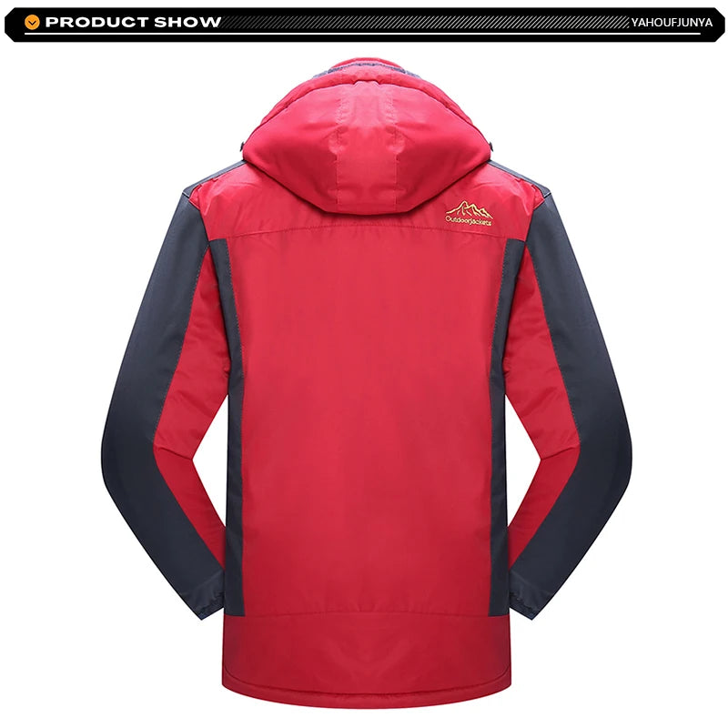 9XL New Winter Men Outwear Fleece Warm Removable Hooded Jacket Men Outdoor Skiing Windbreaker Waterproof Casual Jacket Coat Male
