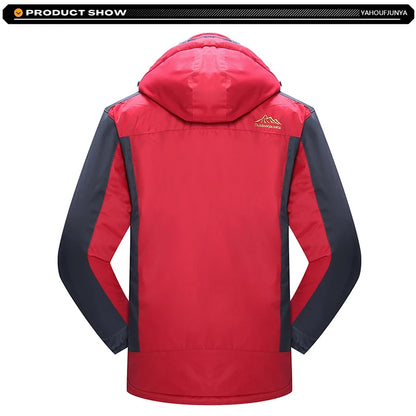 9XL New Winter Men Outwear Fleece Warm Removable Hooded Jacket Men Outdoor Skiing Windbreaker Waterproof Casual Jacket Coat Male