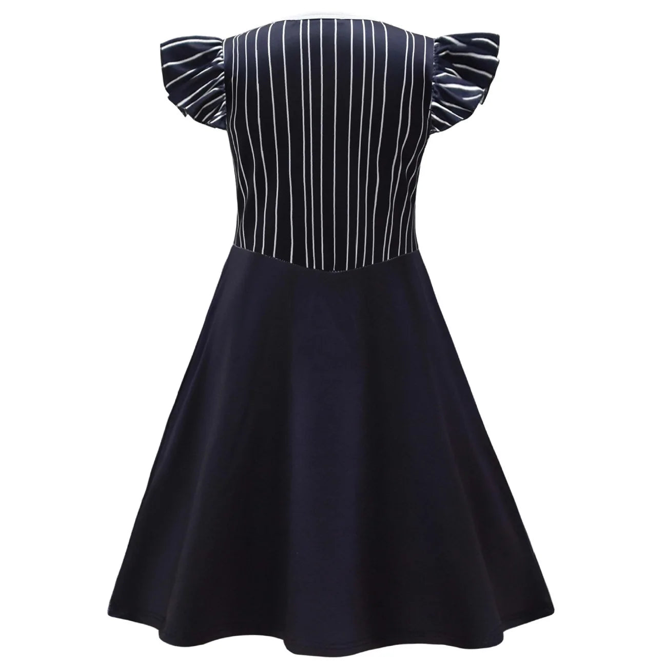 Halloween Skeleton Cosplay Costume for Kids Girl Jeck Striped Top Dress Outfit Horror Scary Christmas Party Uniform Mask Suit
