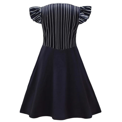 Halloween Skeleton Cosplay Costume for Kids Girl Jeck Striped Top Dress Outfit Horror Scary Christmas Party Uniform Mask Suit
