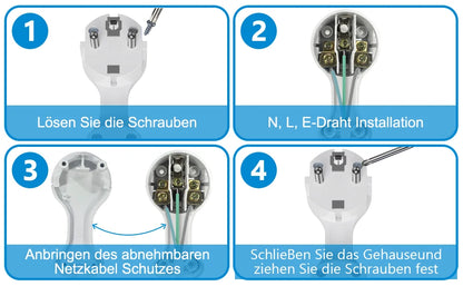 4pcs Male Female Connector EU Power Plug Replacement Rewireable Schuko Adapter Electeical Socket Extension Cable French German