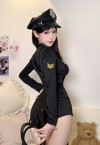Sexy Policewoman Cop Uniform Bodysuit Blue Suit Police Officer Costume Woman Carnival Party Clubwear Halloween Cosplay Costumes