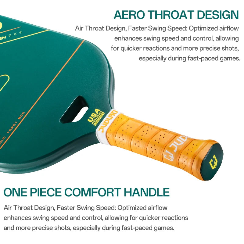 JUCIAO T800 Carbon Fiber Pickleball Paddle With Aero Throat  USAPA Approved 20MM Thermoformed Pickleball for Power & Control