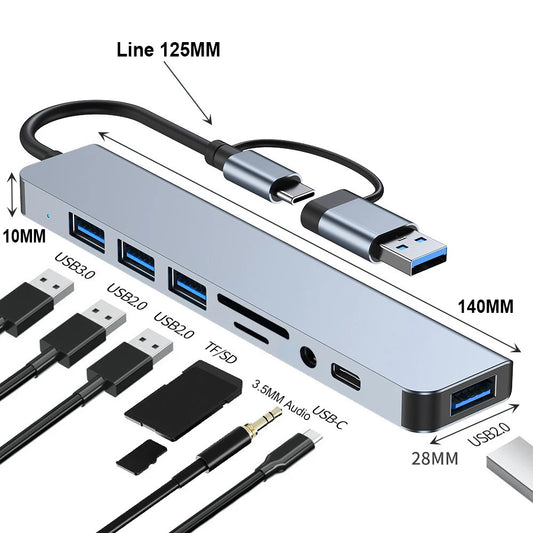 USB HUB with detachable card reader, USB C port, USB 3.0 / 2.0, SD/TF detachable card reader, docking station, accessories