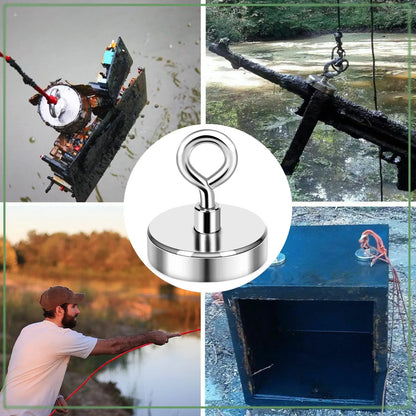 Neodymium Fishing Magnets, Rare Earth Magnet with Countersunk Hole Eyebolt Diameter for Retrieving in River and Magnetic Fishing