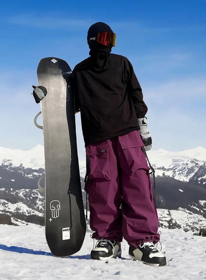 Men and Women's Oversized Ski Pants Waterproof Breathable Thermal Fleece Lining Snowboard Winter Overalls  Pants