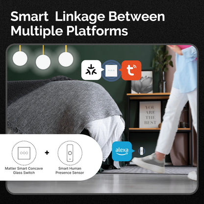 MOES Matter Tuya WiFi Smart Concave Glass Panel Light Switch Neutral Wire Required Compatible with Alexa Google Home SmartThings