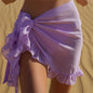 New Women Mesh Wrap Skirts Bikini Cover-Ups Ruffle Kaftan Sarong Sexy Beach Skirt Cover-Ups 9 Color