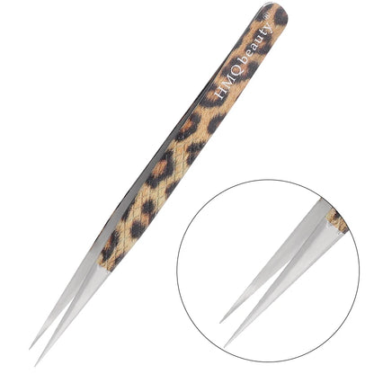 Leopard Eyelash Tweezers Stainless Steel High Quality Lash Tweezer For Lashes Extension Anti-Static 3D Accurate Clip Makeup Tool