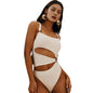 One-piece Women's Swimsuit Solid Color Square Neck Women's Bikini With Padded Elegant Hollow Design Beach Vacation Swimwear