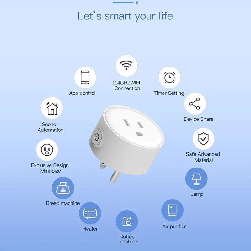 20A Wifi Smart Plug US Socket Wireless Switch Smart Home App Scene Linkage Support Alexa Google Home Voice Assitant Control Plug