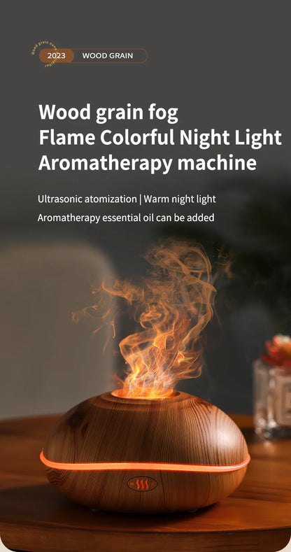Air Humidifier Aromatherapy Essential Oil Diffuser Wood Grain 200ml Ultrasonic Remote Control 7 Color Lights For Home Bedroom