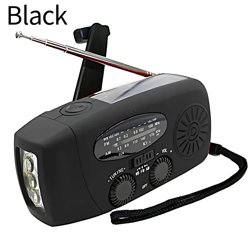 Portable Solar Hand Crank AM/FM Radio for Survival,Rechargeable Battery Powered Radio,USB Charger,Flashlight,Reading Lamp