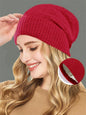 100%Cashmere Beanie Hat for Women's Winter Satin Lined Knitted Solid Skullies Cap Silk Lining Soft Warm Slouchy Bonnet