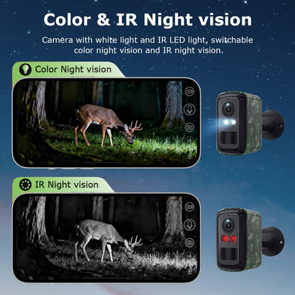 UBOX 5MP Mini 4G Solar Camera Outdoor WiFi Surveillance Camera Camouflage Wildlife Cam CCTV PIR Detection Color/IR Night Vision