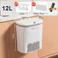 8.5/12L Kitchen Wastebasket Wall Mounted Trash Can With Lid Bathroom Trash Bin Garbage Can for Cabinet Under Sink Compost Bin