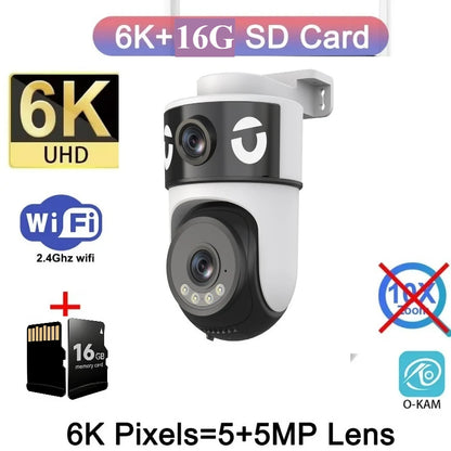 20MP 10X Optical Zoom WiFi6 Outdoor Security Cam Four Lens Three Screens Auto Tracking 6K Dual Len Waterproof WiFi CCTV Cam 10K