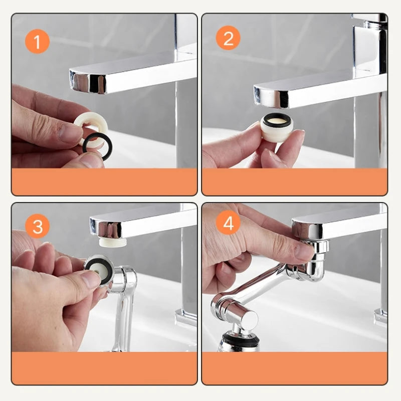 2pcs 1080° Swivel Faucet Spray Head Wash Basin Robot Arm Faucet Extender Sink Accessories for Extension Faucet Easy Install