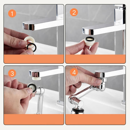 2pcs 1080° Swivel Faucet Spray Head Wash Basin Robot Arm Faucet Extender Sink Accessories for Extension Faucet Easy Install