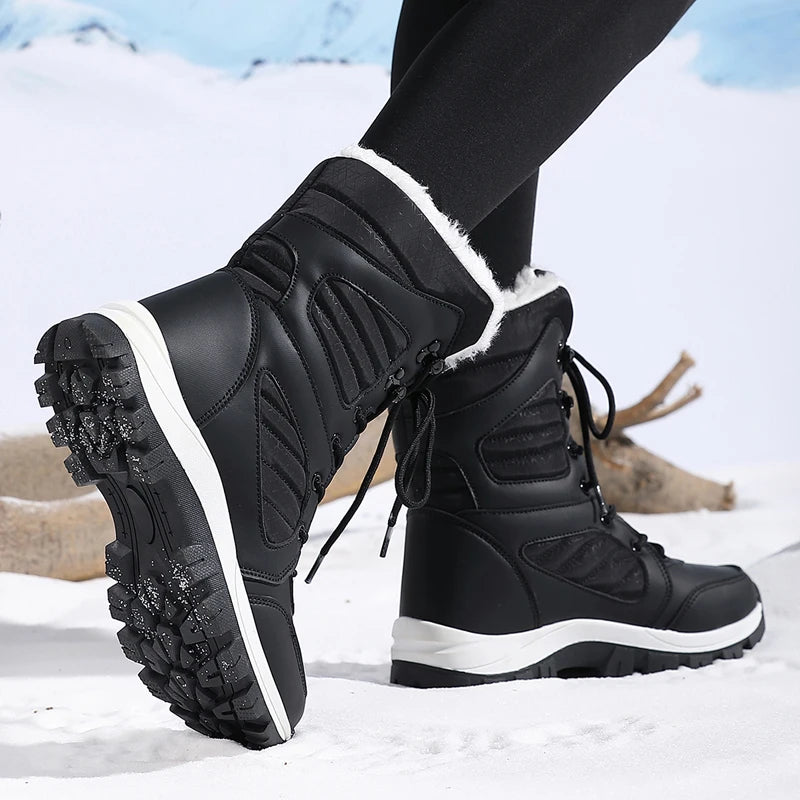 Winter Women Snow Boot High-top Waterproof Ankle Boots Ladies Thick Plus Warm Snow Hiking Boots Outdoor Cotton Shoes Sneakers