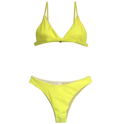 Summer Solid Beach Swimsuit Swimsuits for Women Sexy Halter Swimwear Swimsuit Thong Female Bikini Sets Orange Pink Yellow