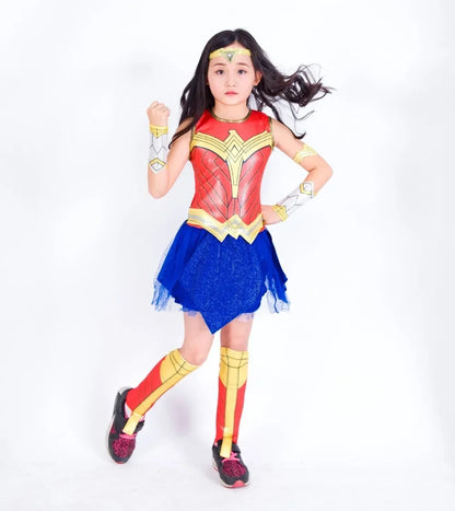 Child Wonder Girl cosplay fancy dress Supergirl women Halloween Purim party Amasia costume MN12