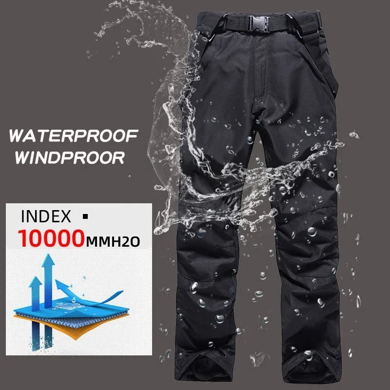 New Winter Ski Pants Men Outdoor Mountain Windproof Waterproof Ski Snowboard Pants Warm Snow Male Trousers Brand