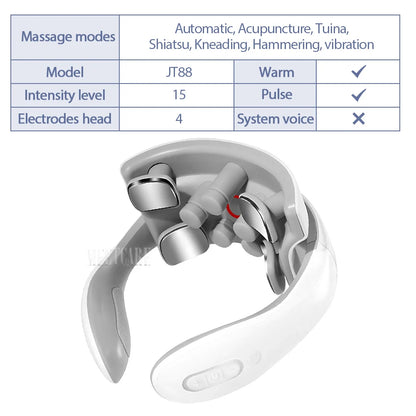 Smart Back Neck Massager TENS Pulse Shoulder Neck Massage Cervical Heating Relieve Pain Muscle Health Care