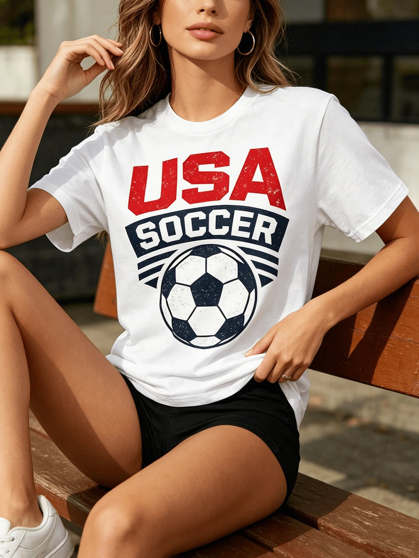 180G Cotton Vintage USA Soccer T-Shirt 2026 World Cup Distressed Retro Graphic Tee Unisex Breathable Game Day Shirt Fast Delivery
