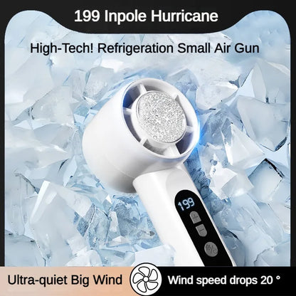Handheld Portable Fan 199-Speed Desktop Fan USB Rechargeable Cooling Refrigeration Fan LED Display For Home Office Travel ﻿