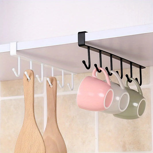 Space-Saver Mug & Wine Glass Holder - Easy Install, No-Drill Rack for Cabinet Organization