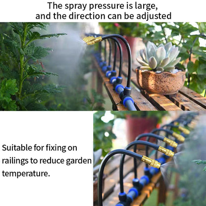 Automatic Sprayer System Patio Misting Cooling Adjustable Rotating Copper Atomizing Nozzle Nebulizer Sprinkler irrigation kit