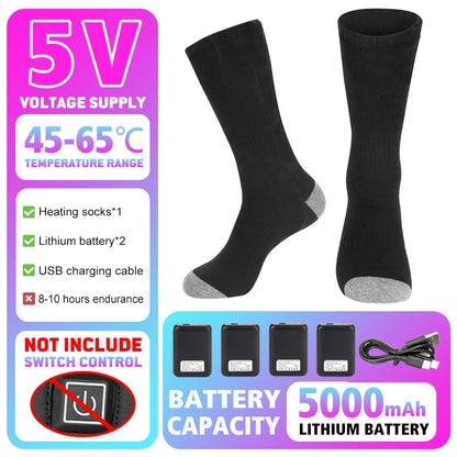 Winter Heated Sock Rechargeable Battery Stocking Men Women Electric Heating Ski Socks Sports Thermal Warmer Foot