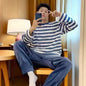 Autumn Winter Oversized Cartoon Print Pajamas for Men Letter Crew Neck New 2025 Men's Pajamas Set Fashion Soft Casual Homewear
