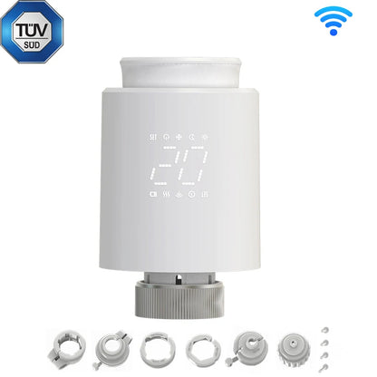Smart Thermostat TRV Radiator Valve Zigbee/WiFi Tuya Actuator Head Remote Temperature Controller Voice Control Alexa Google Home
