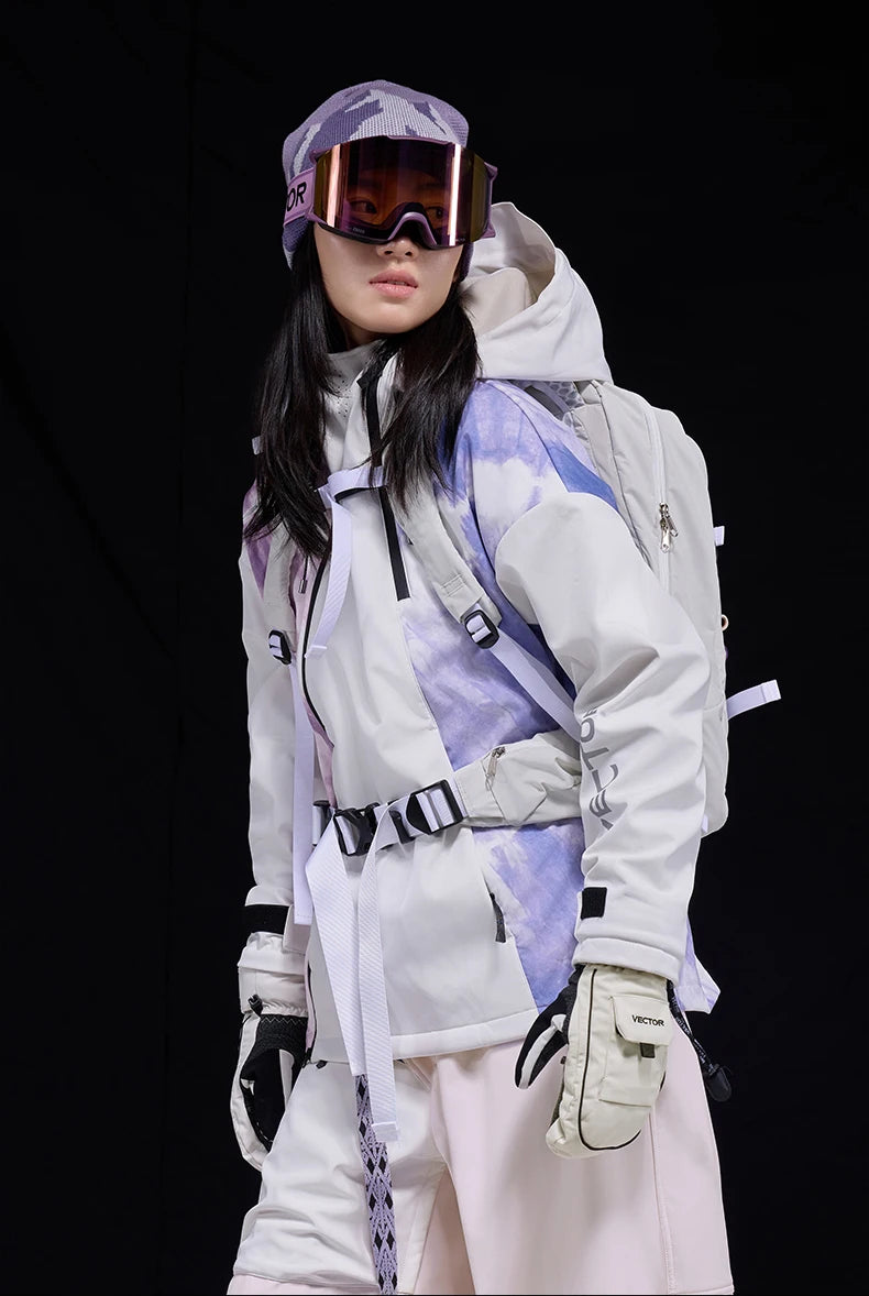 VECTOR Men and Women Splicing Skiing Skiing Top Waterproof Windproof Warm Durable Indoor and Outdoor Skiing Snowboard Jacket