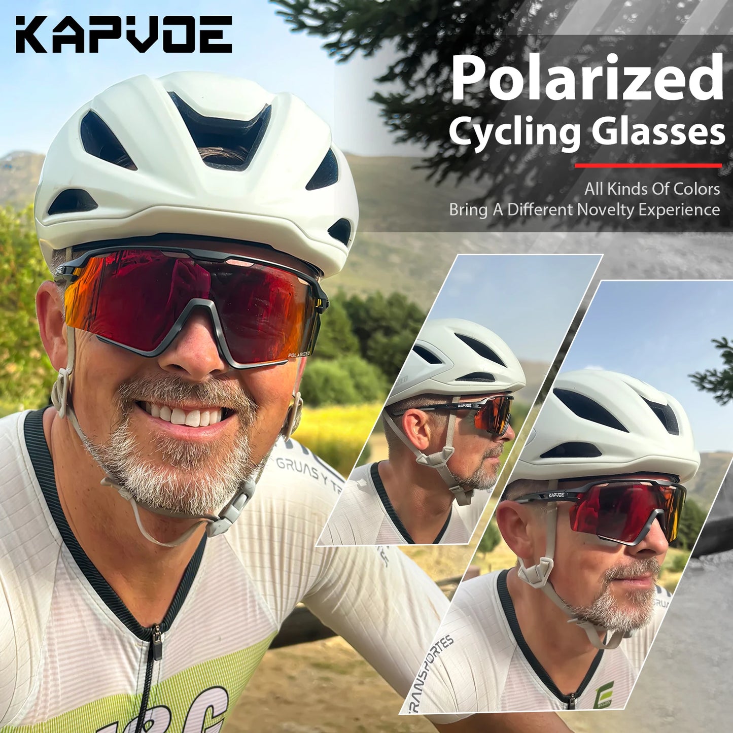 KAPVOEPolarized Cycling Glasses TR90 Frame Men Women Sports Running Eyewear MTB Bicycle Sunglasses Road Bike Glasses