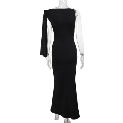 Women's Hot Sweetheart Long Dress New Fashion Asymmetric Temperament Slim Package Hip Simple Tie Dresses